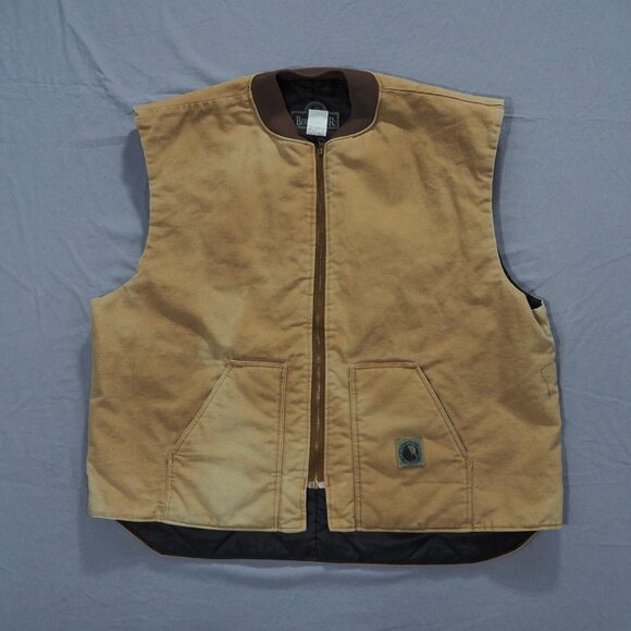 Vintage Berne Vest Men 3XL Brown Canvas Quilted USA Workwear Sun Fading Distress - Picture 1 of 11